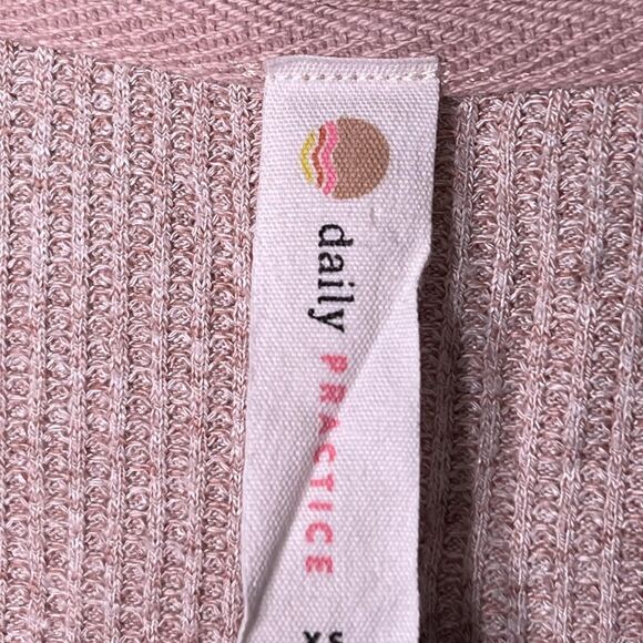 Daily Practice Shirt Womens XS Pink Waffle Knit Thermal Long Sleeve Split Neck - Picture 4 of 12